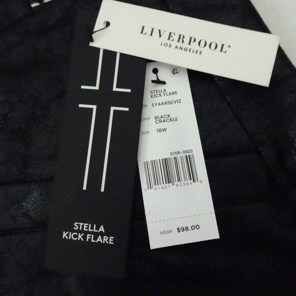 LIVERPOOL Stella Kick Flare Pants Women's Plus Size 18W Black Crackle Coated - Picture 8 of 13